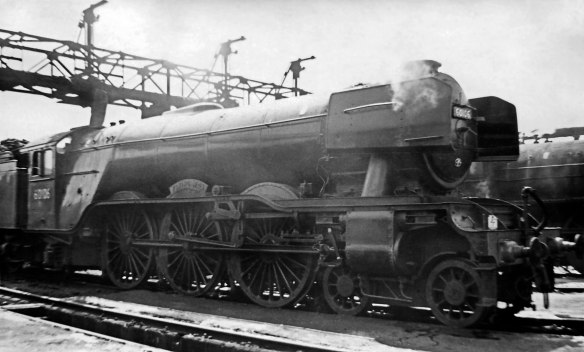 Former Grantham-based Class A3 No.60106 Flying Fox in steam at the south end of New England shed, Peterborough, on the afternoon of Saturday 9th May 1964. It was in spotless condition after working a Gresley Society special the previous Saturday. Photograph by Hylton Holt.