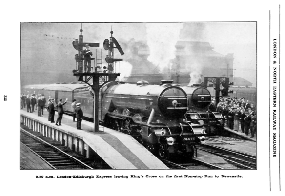LNER No.4475 Flying Fox departs from King's Cross on 11th June 1927 at 9.50am, non-stop for Newcastle. Photograph from The LNER Magazine, August 1927, used with permission.